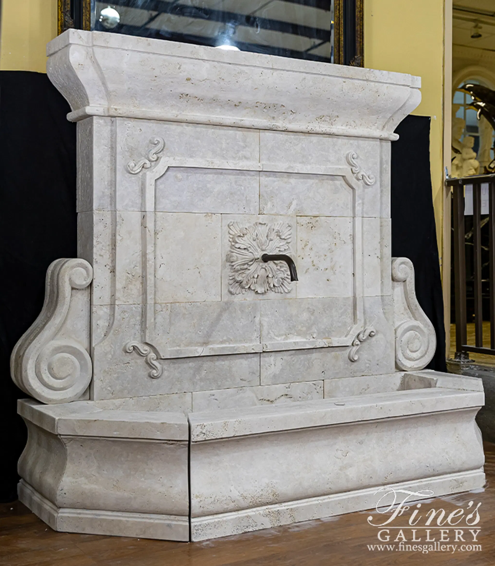 French Country Travertine Wall Fountain | Garden Decor